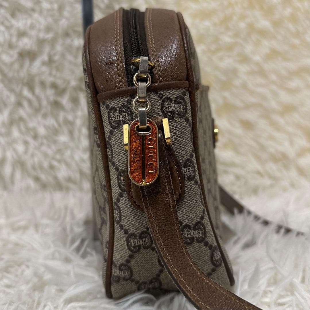 GUCCI Plus GG All-Over Logo Leather Shoulder Bag Brown Charm Italy thumbnail 6