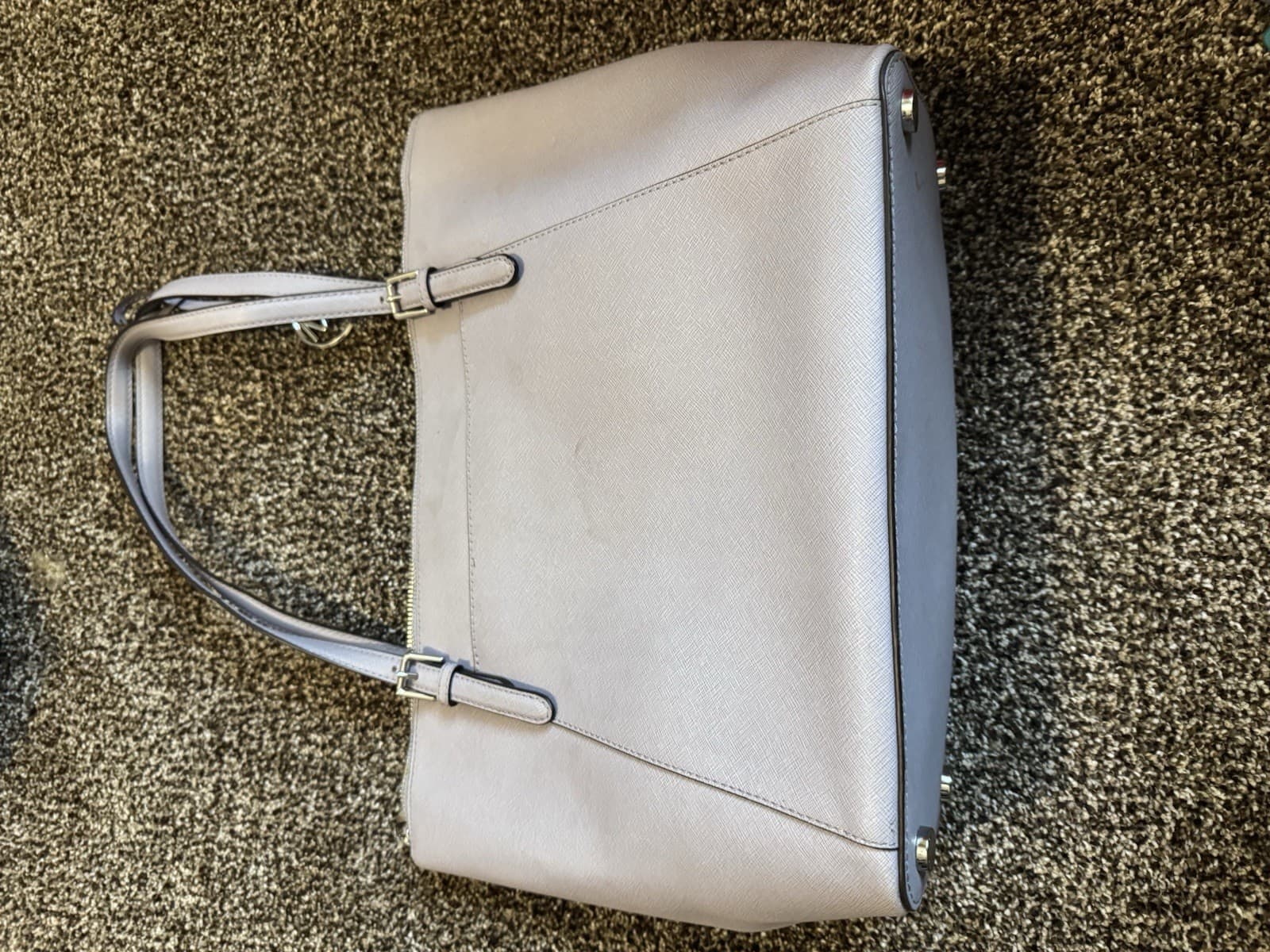 Michael Kors Light purple Tote Shoulder Bag Logo Charm Zip Inner Pockets Women thumbnail 2