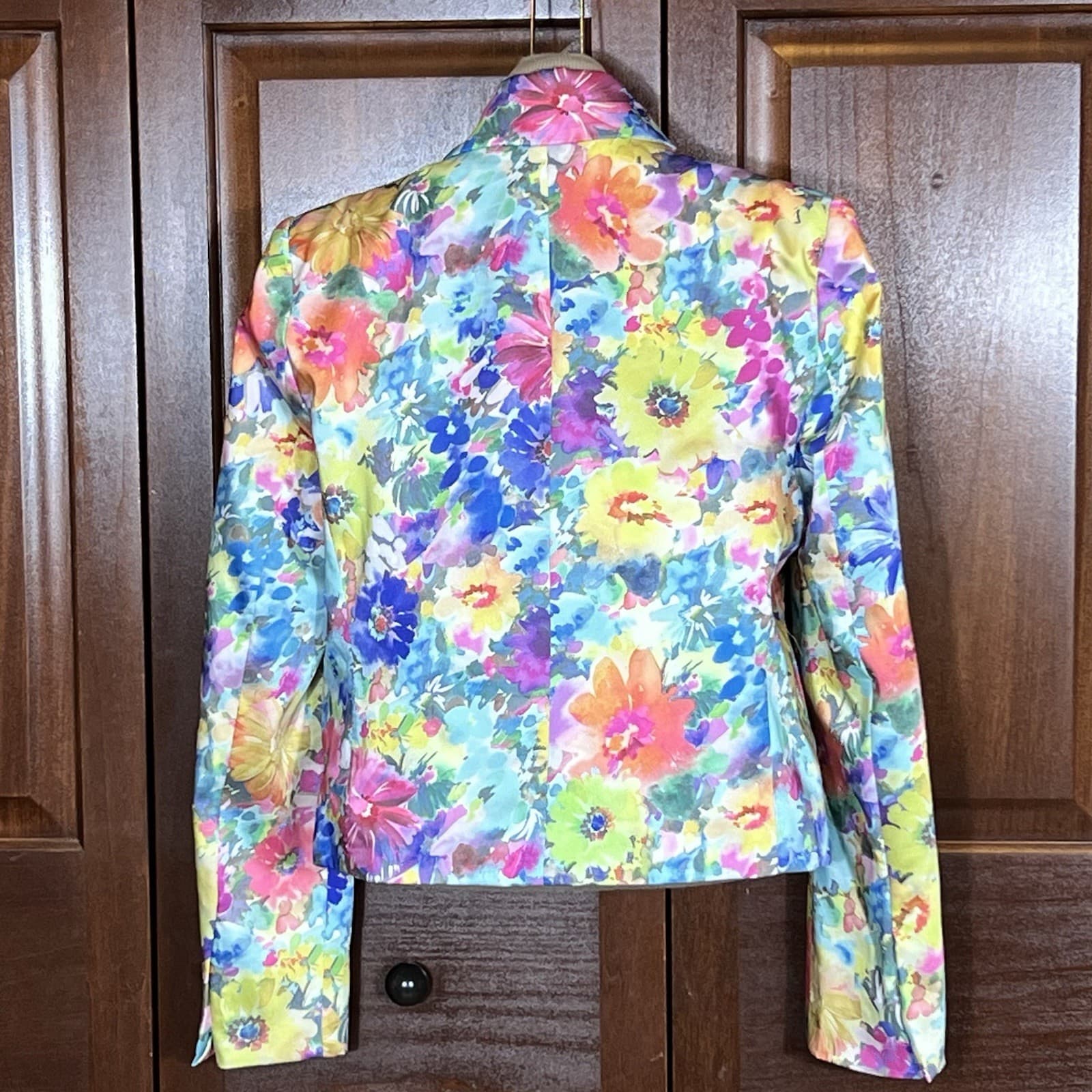 ZARA Women’s Floral Blazer Sz Small Shoulder Pad Spring Quiet Luxury Statement thumbnail 5
