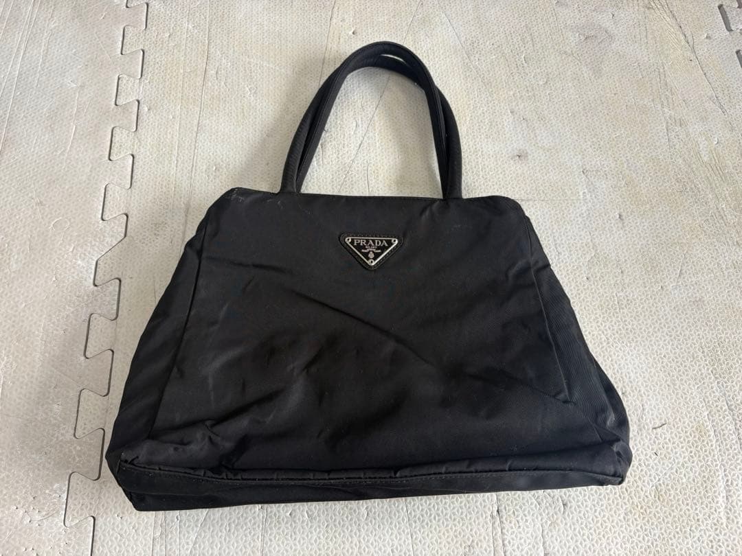 PRADA Black Nylon Tote Bag Women's Authentic Simple Design