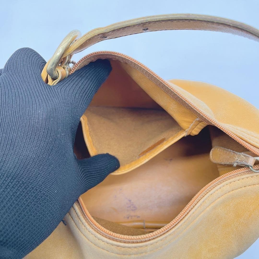 COACH 4145 Vintage Accessory Pouch Hand Bag Ziplock Leather Beige Gold Hardware thumbnail 9