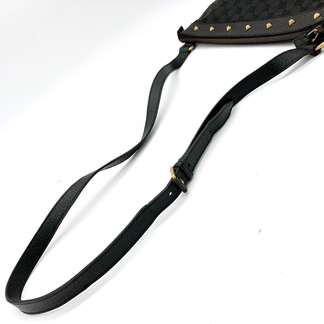 GUCCI 213317 GG Canvas Studded Shoulder Bag Black Made in Italy thumbnail 10