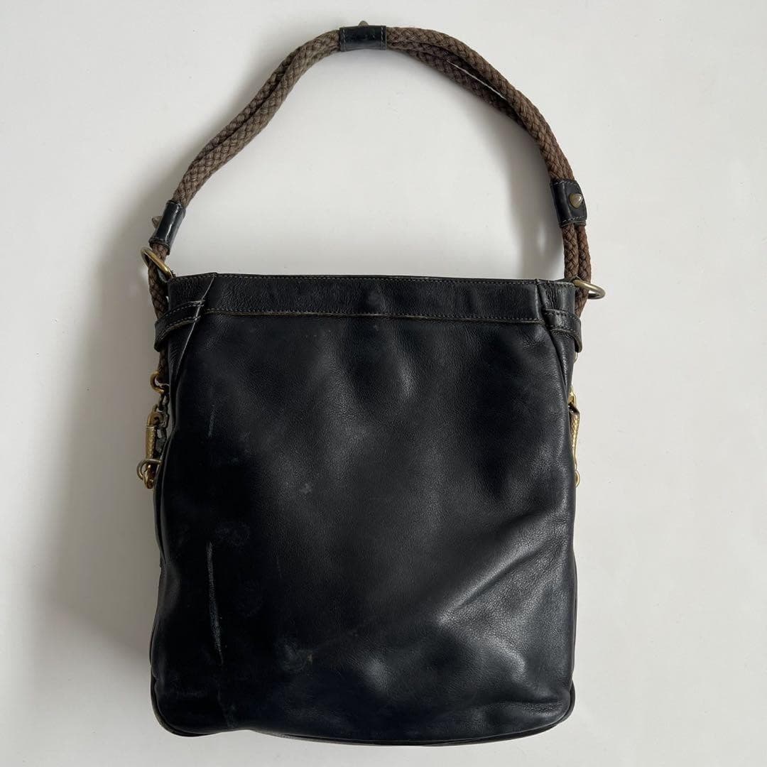 GUCCI Fish Net Shoulder Bag Leather Black Gold Hardware Vintage Logo From Japan thumbnail 23