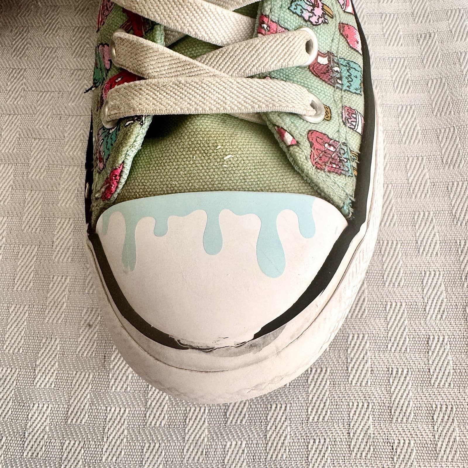 Converse Chuck Taylor Youth Ice Cream Print Low Top Sneakers Mint Green thumbnail 3