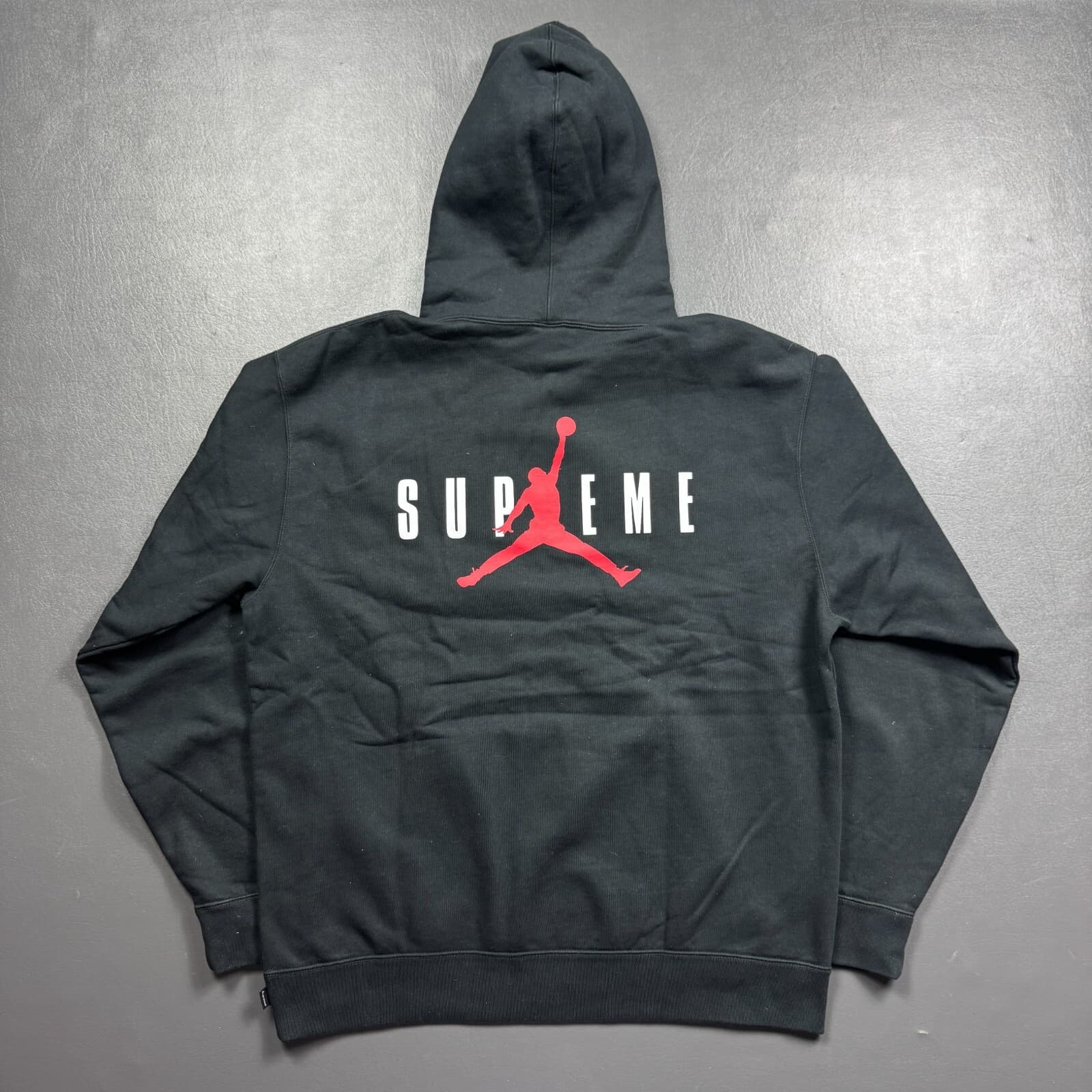 100% Authentic Supreme x Jordan Pullover Hoodie Black Size L Mens