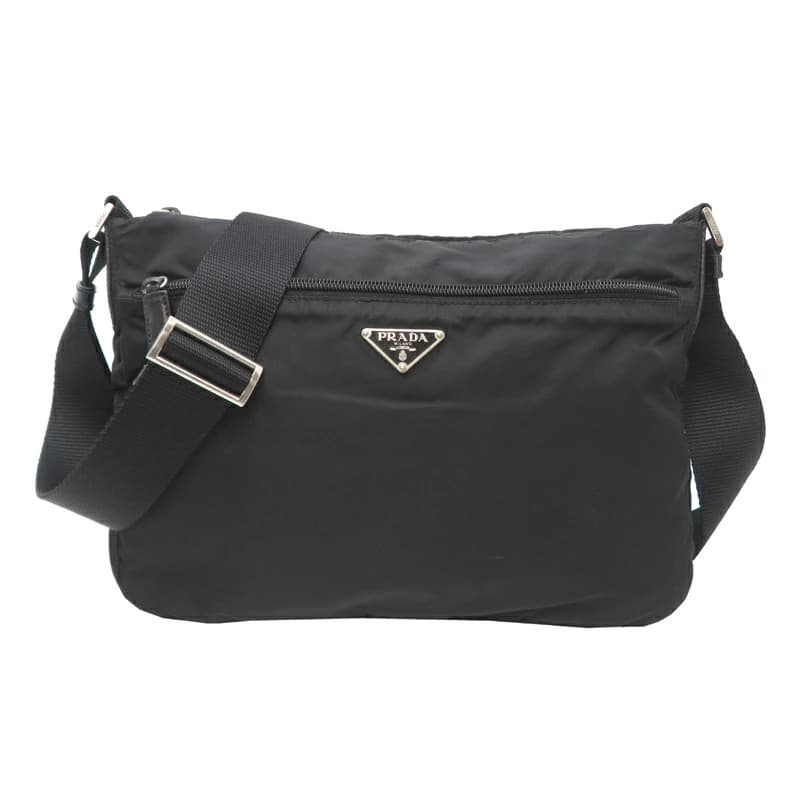 Prada Tessuto BT0421 Black Nylon Shoulder Bag Vintage Authentic