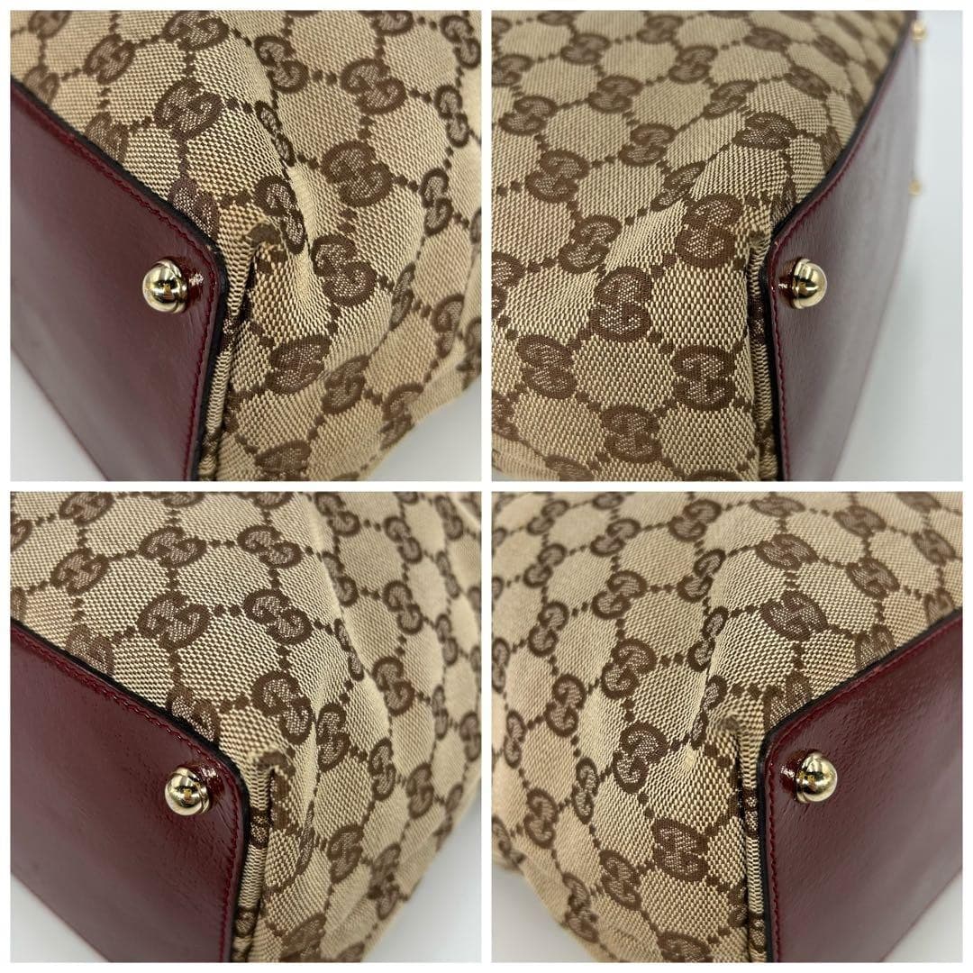 GUCCI 002058 GG Canvas Tote Bag Red Made in Italy Rare From Japan thumbnail 3
