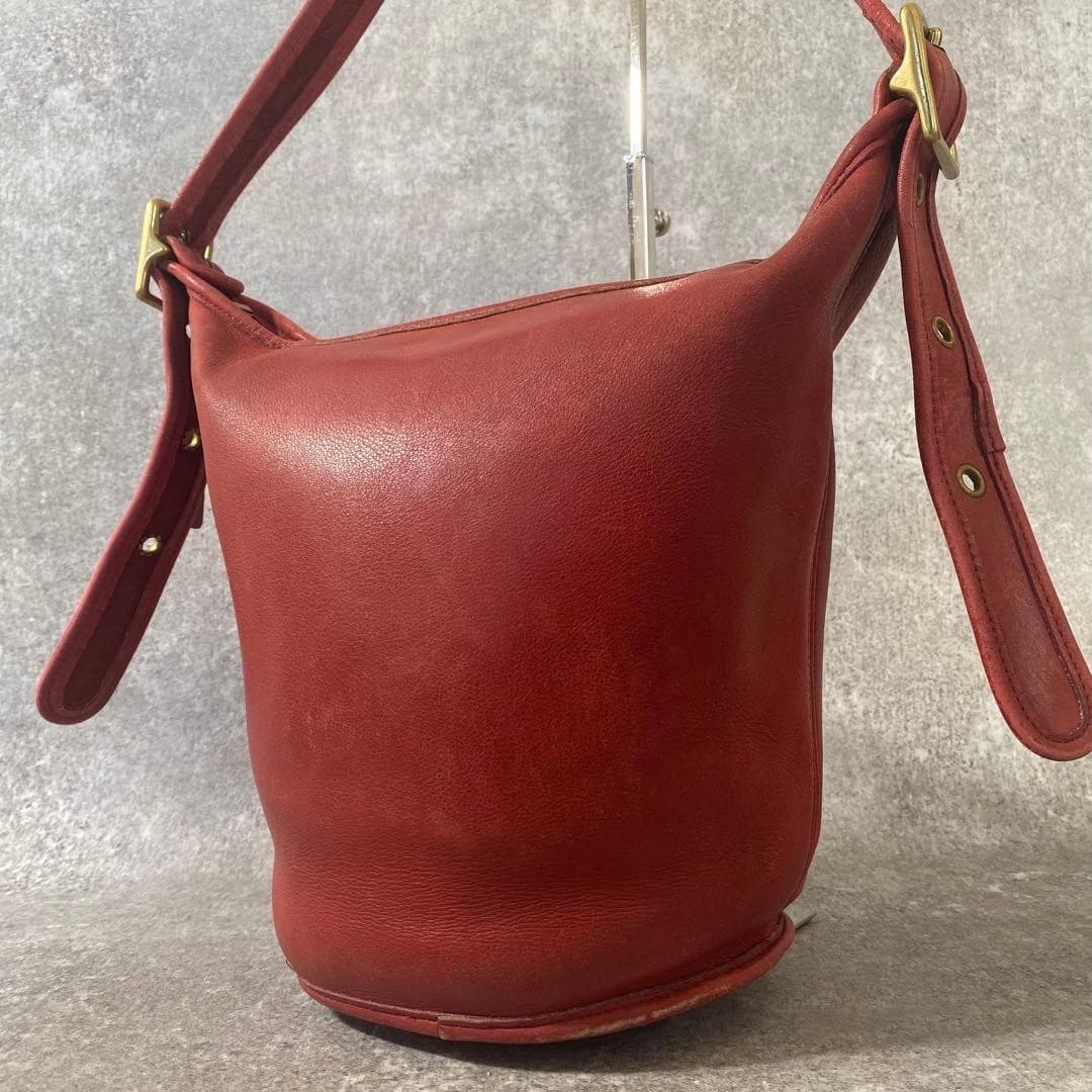 COACH 9953 Vintage Bucket Shoulder Bag Ziplock Leather Red Gold Hardware Japan thumbnail 11