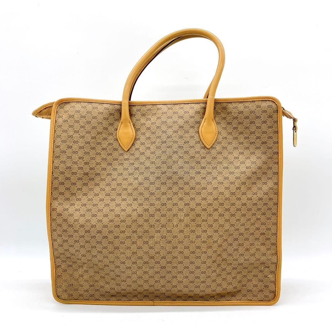 GUCCI 24.02.3858 Old Gucci Micro GG Sherry Line Tote Bag PVC Brown Made in Italy thumbnail 11