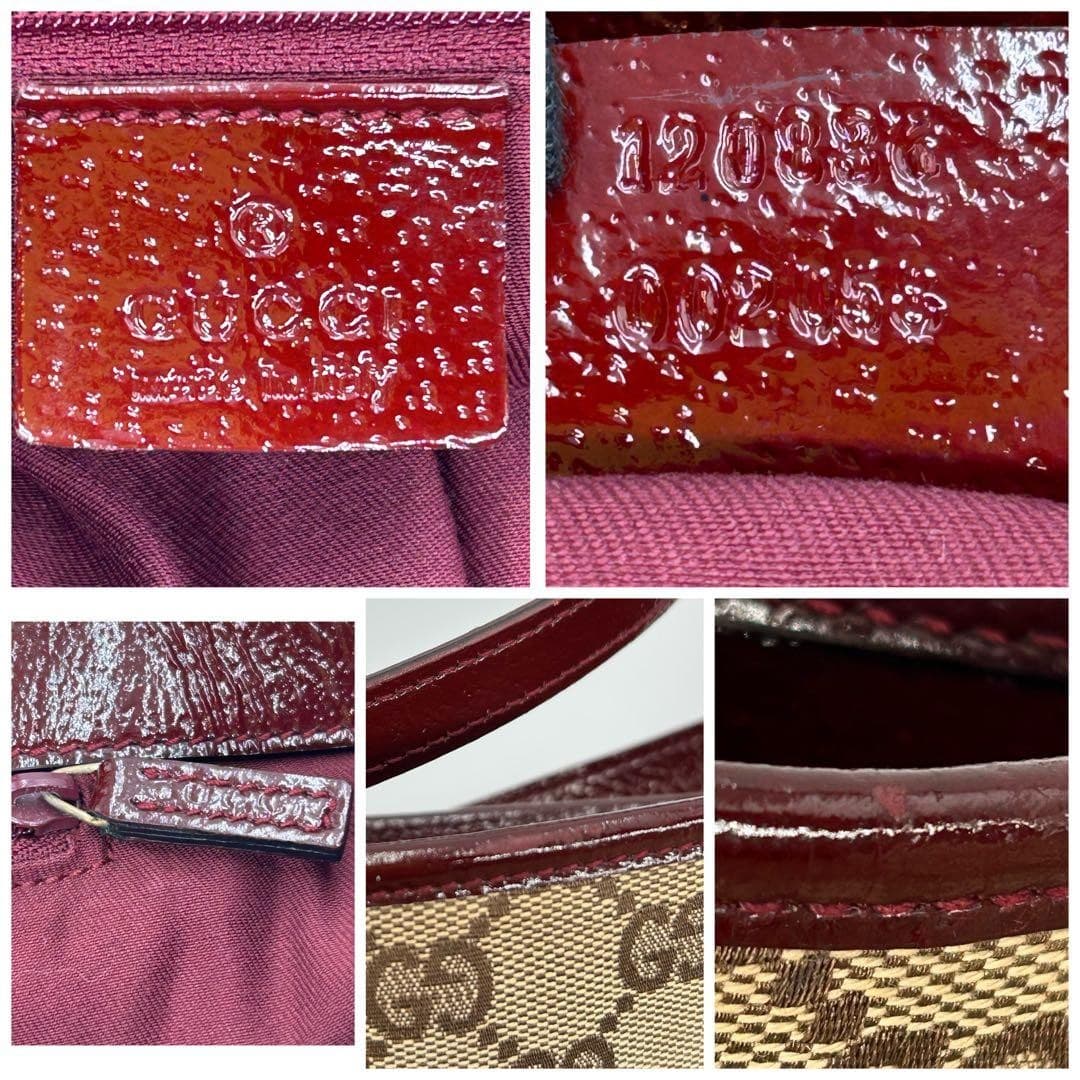 GUCCI 002058 GG Canvas Tote Bag Red Made in Italy Rare From Japan thumbnail 24