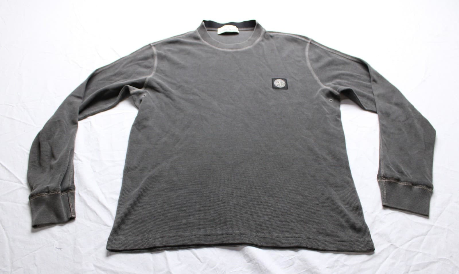 Stone Island Men's Long Sleeve Patch Program Shirt TM8 Washed Gray Medium