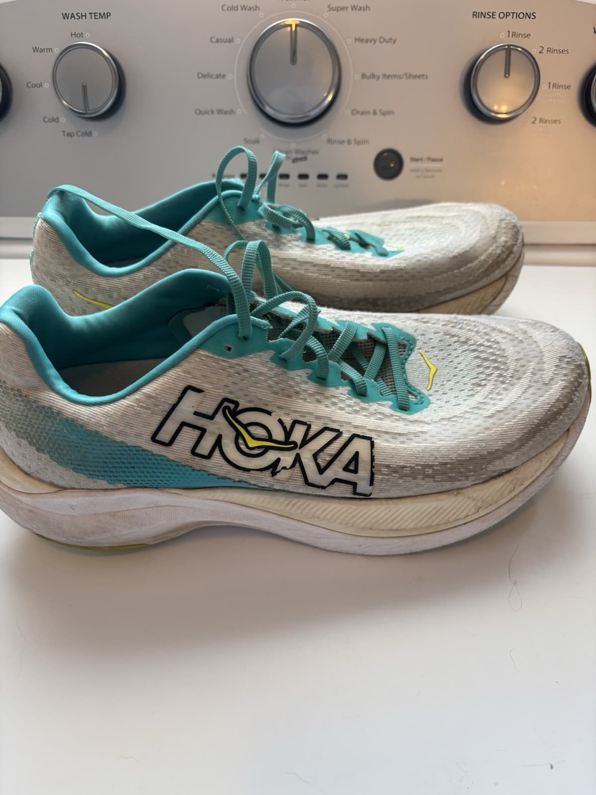 Hoka One One Men’s Mach X 1141450 WBGL White Running Shoes Teal Size 11 D