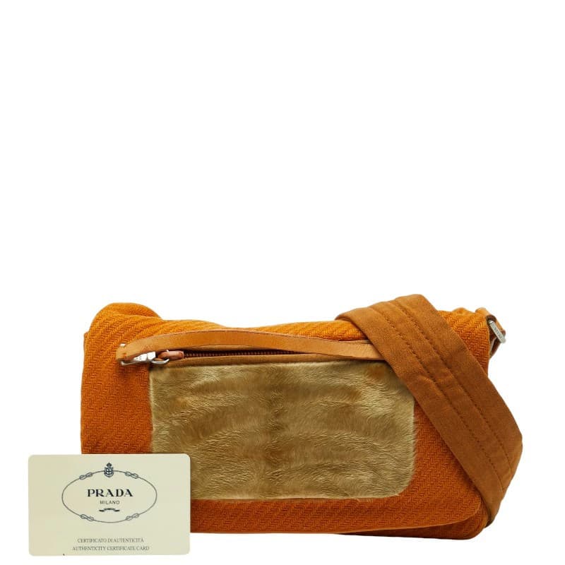 Prada B9475 Brown Wool Haircalf Shoulder Bag Vintage Authentic thumbnail 11