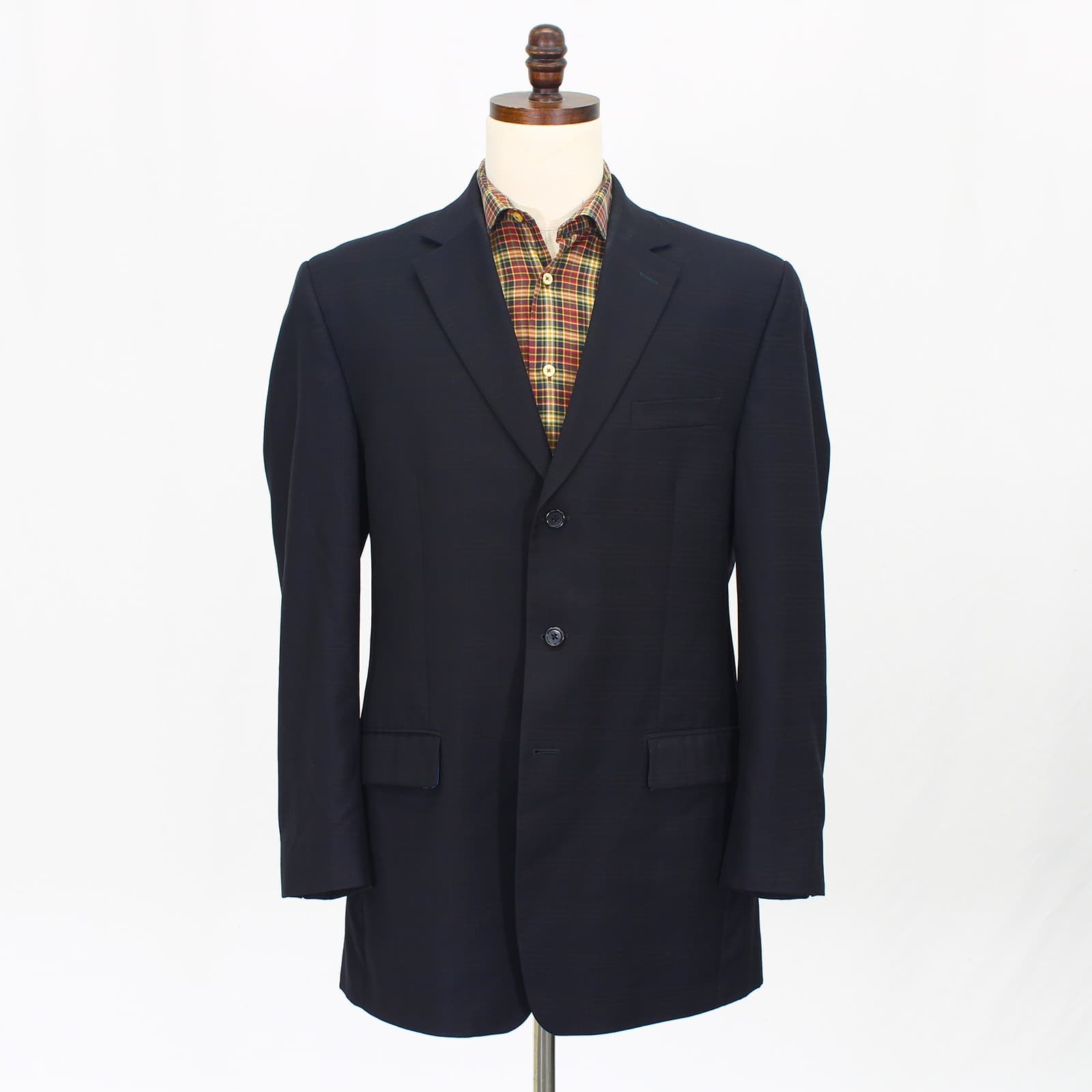 Michael Kors 42L Navy Sport Coat Blazer Jacket Check 3-Button Wool