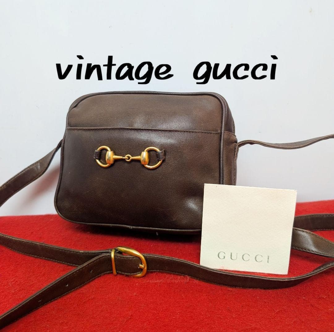 Gucci Vintage Saddle Leather Shoulder Bag Horsebit Brown Crossbody From Japan