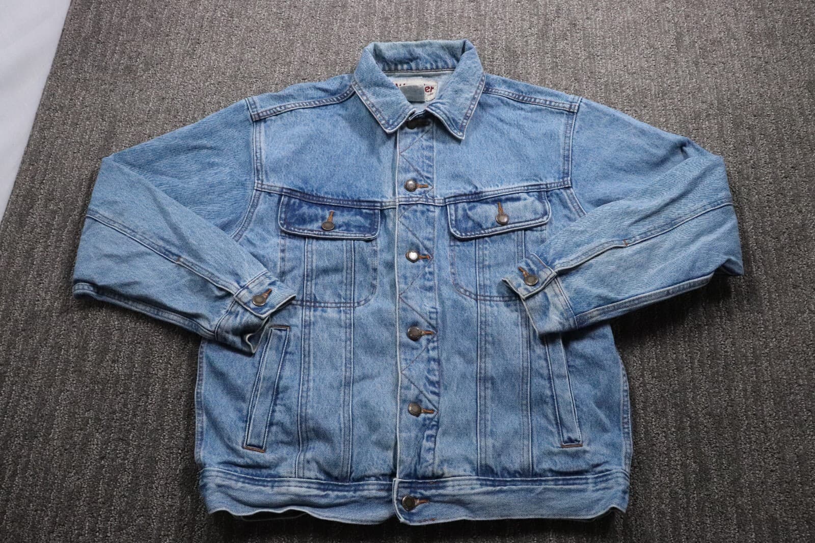 Vintage 90s Wrangler Rugged Wear Denim Jacket Trucker Men's Medium Grunge