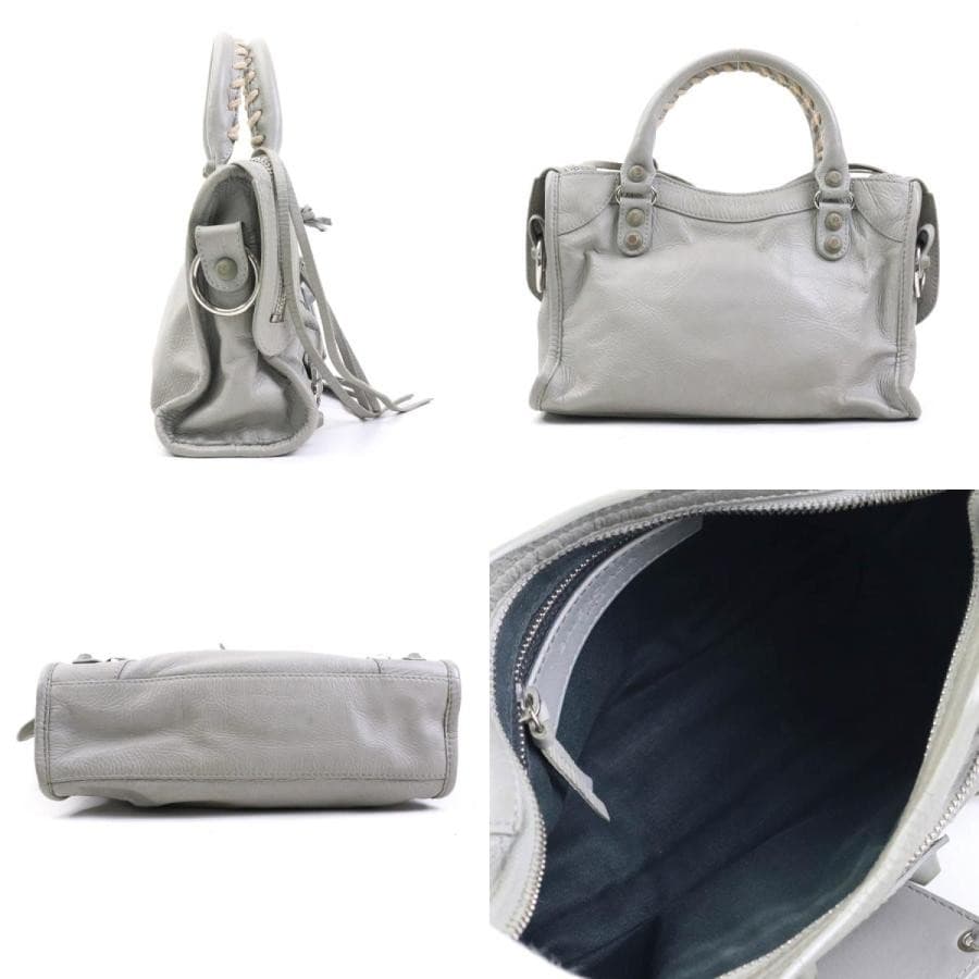 Balenciaga Light Grey Classic Mini City Leather Shoulder Bag Auth From Japan RIN thumbnail 7