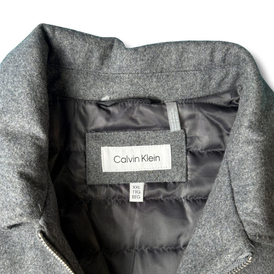 Calvin Klein Wool Blend Zip Jacket Mens XXL Gray Quilted Lined Coat Outerwear thumbnail 3
