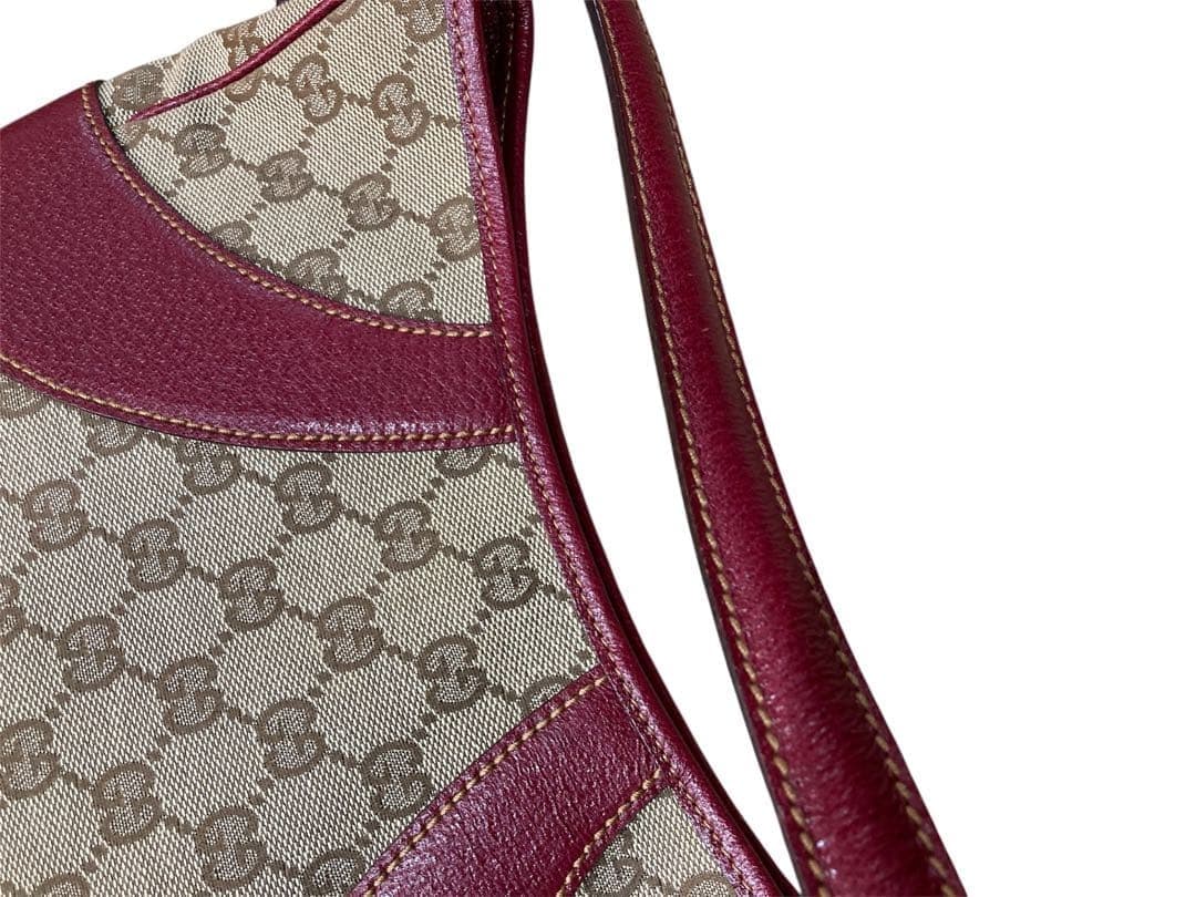 GUCCI GG Monogram Shoulder Bag Beige Wine Red Made in Italy thumbnail 22