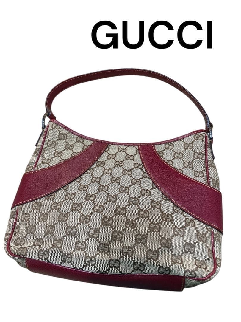 GUCCI GG Monogram Shoulder Bag Beige Wine Red Made in Italy thumbnail 13