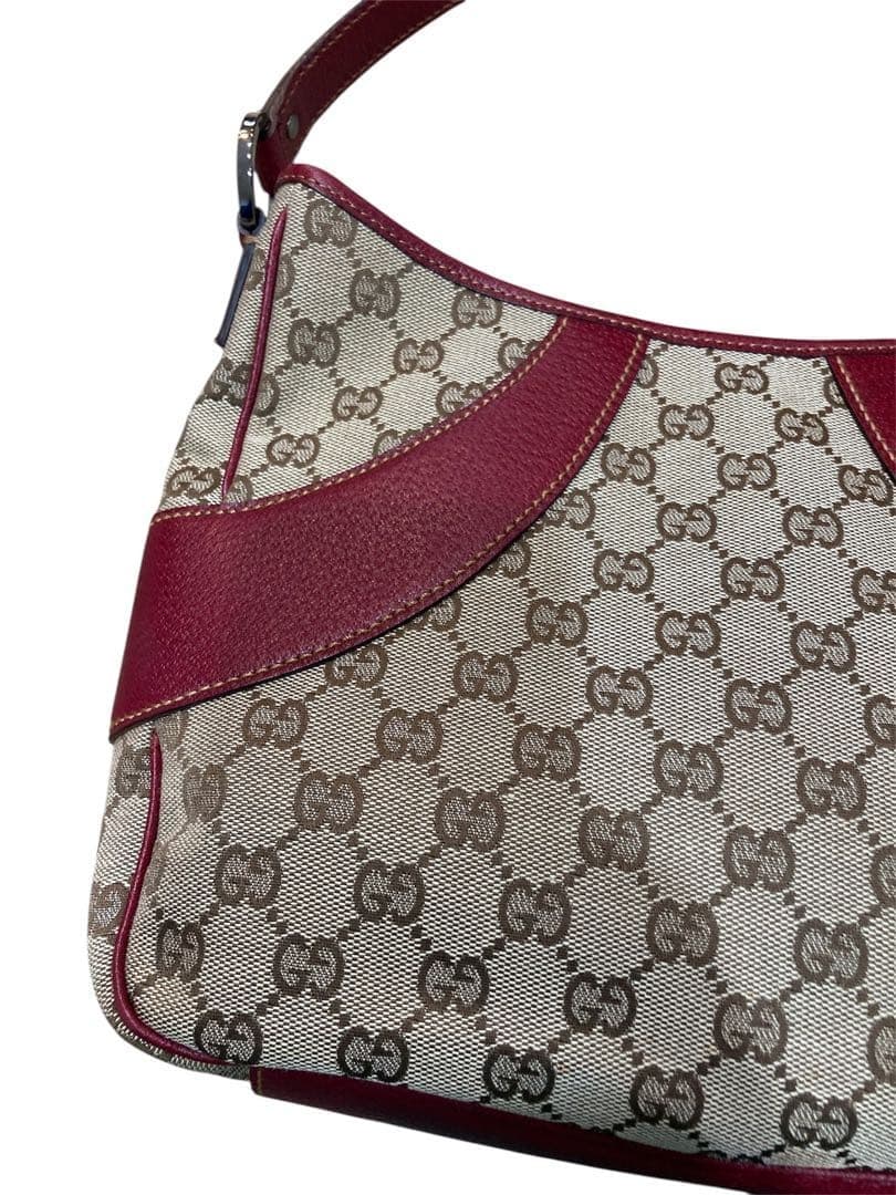 GUCCI GG Monogram Shoulder Bag Beige Wine Red Made in Italy thumbnail 6