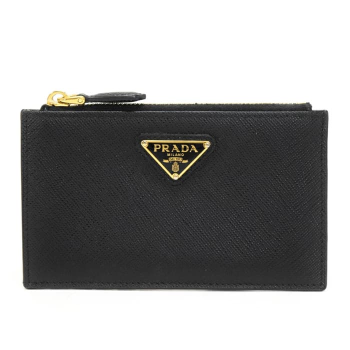 Prada Triangle Card Case 1MC086 Black Saffiano Leather Purse Vintage Authentic