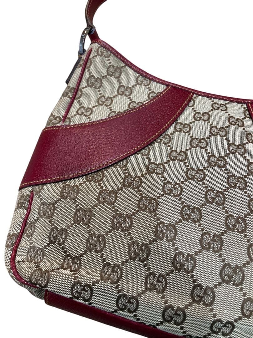 GUCCI GG Monogram Shoulder Bag Beige Wine Red Made in Italy thumbnail 14