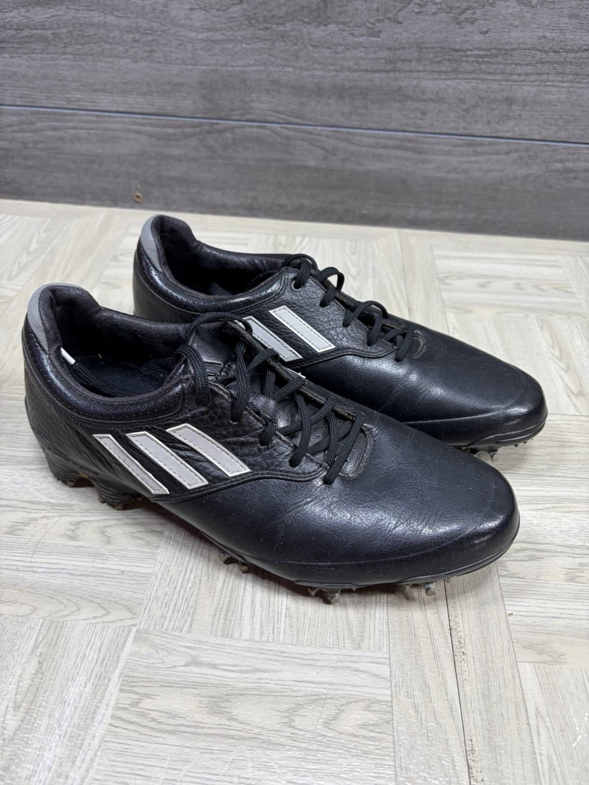 Adidas Adizero Tour Men's 8.5 Black Leather Lace Up Golf Shoes (674912) Cleats thumbnail 4