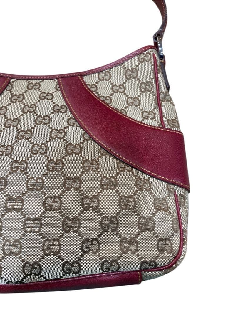 GUCCI GG Monogram Shoulder Bag Beige Wine Red Made in Italy thumbnail 19