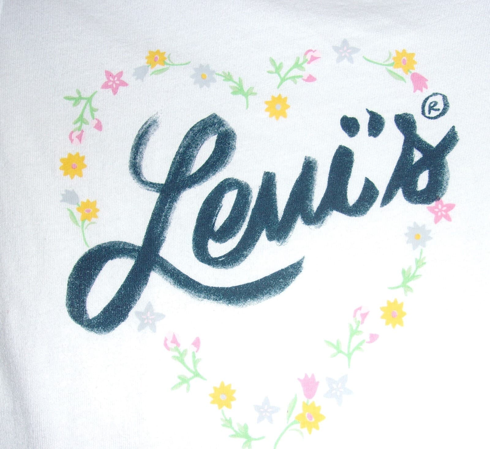 LEVI'S Baby "Floral Heart Levi's" Short Sleeve One-Piece WHITE Size: Newborn NWT thumbnail 2