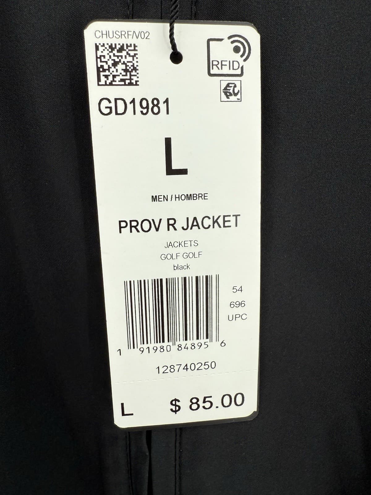 NEW Adidas Golf Core Provisional Rain Jacket Black Full Zip Performance Men’s L thumbnail 7