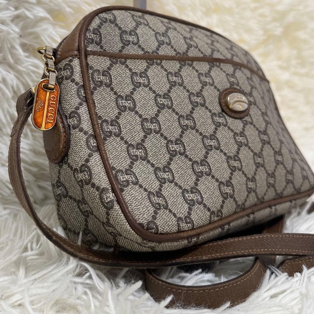 GUCCI Plus GG All-Over Logo Leather Shoulder Bag Brown Charm Italy thumbnail 23