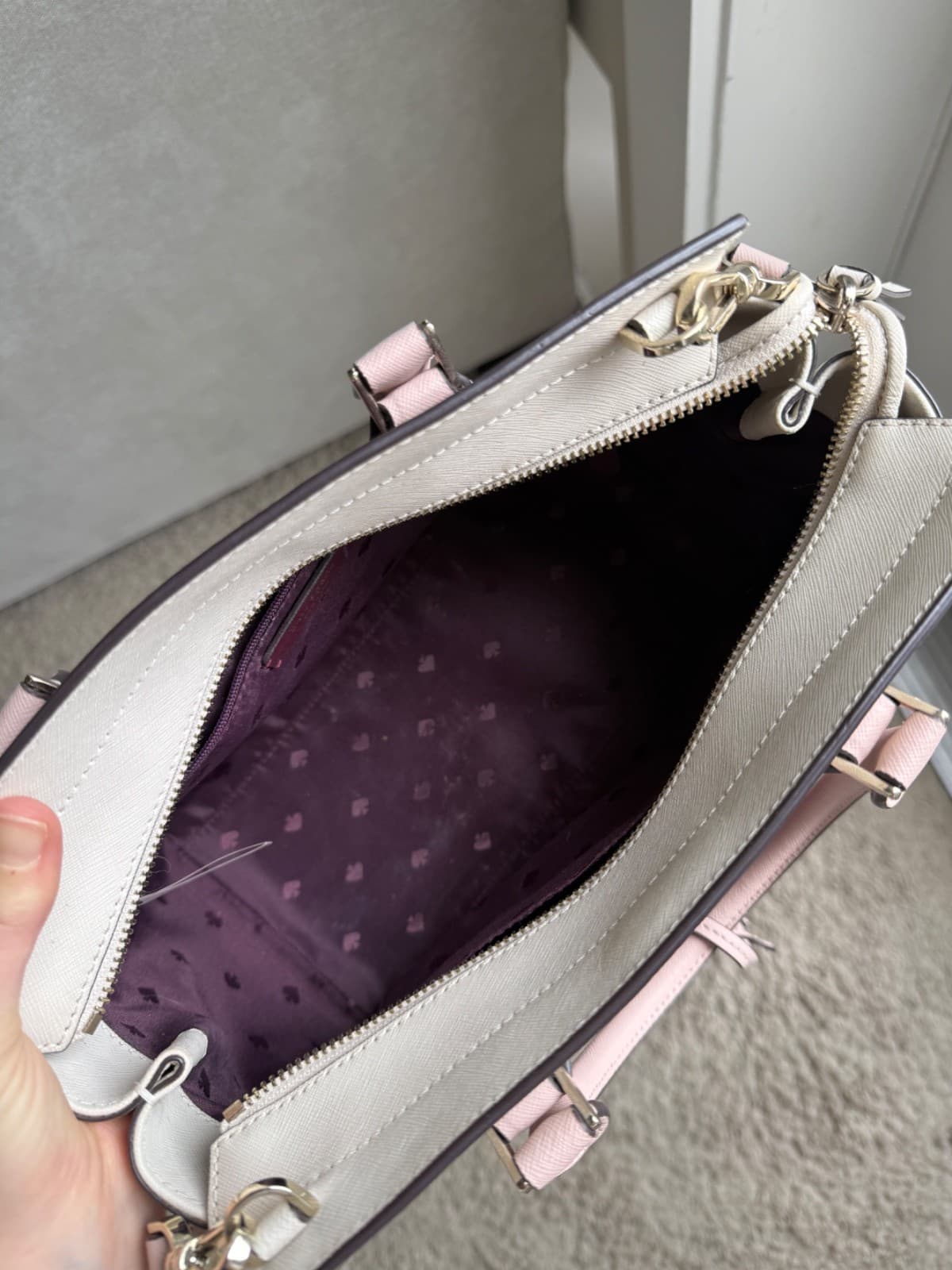 Kate Spade Retired Tri-Color Satchel Handbag Purple White thumbnail 7