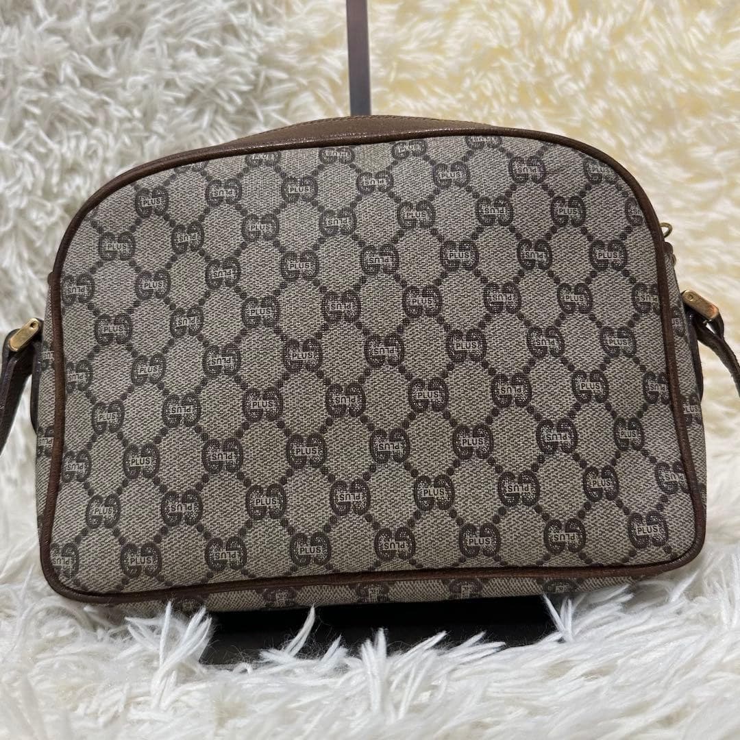 GUCCI Plus GG All-Over Logo Leather Shoulder Bag Brown Charm Italy thumbnail 8