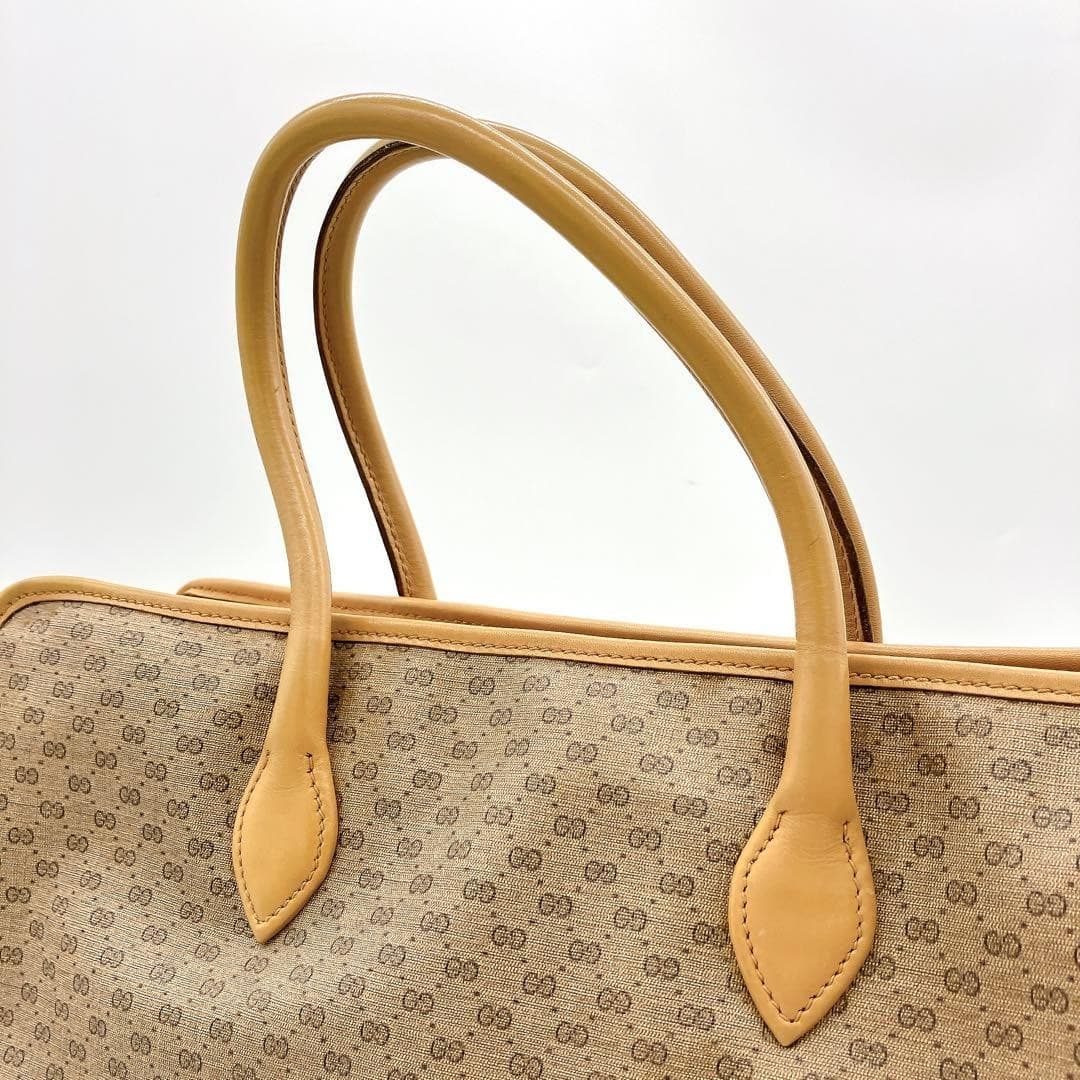 GUCCI 24.02.3858 Old Gucci Micro GG Sherry Line Tote Bag PVC Brown Made in Italy thumbnail 16
