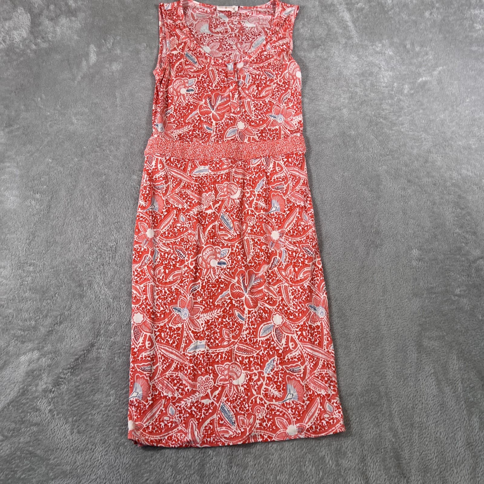 Tory Burch Dress Womens XS Red Floral Silk Sleeveless Keyhole Summer Vacation