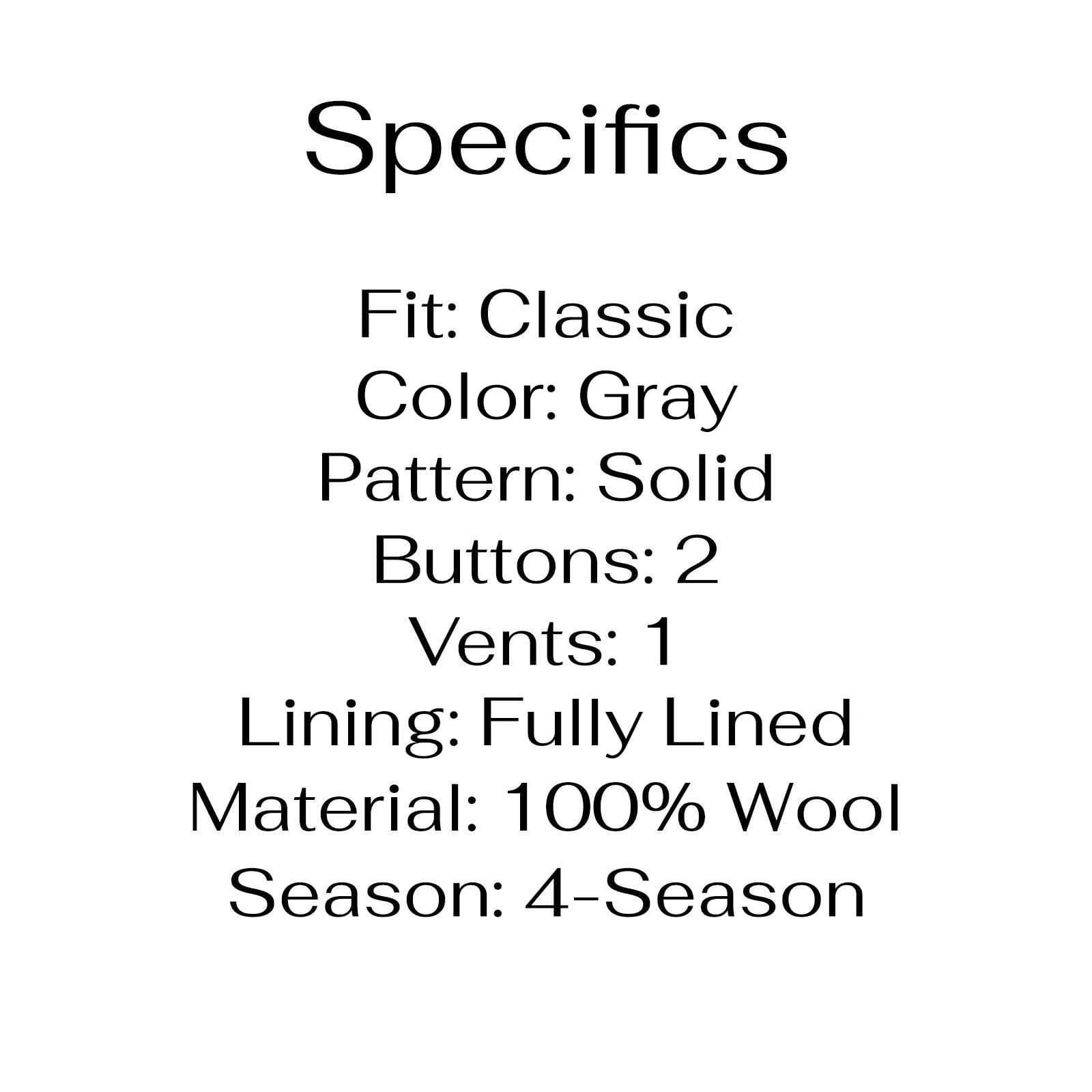 Ralph Lauren 44R Gray Sport Coat Blazer Jacket Solid 2-Button Wool thumbnail 4