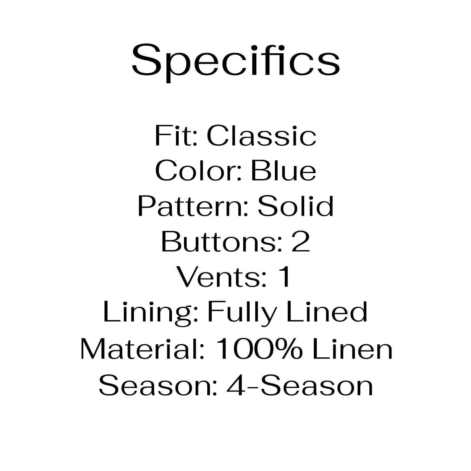 Brooks Brothers 40R Blue Sport Coat Blazer Jacket Solid 2-Button Linen thumbnail 4