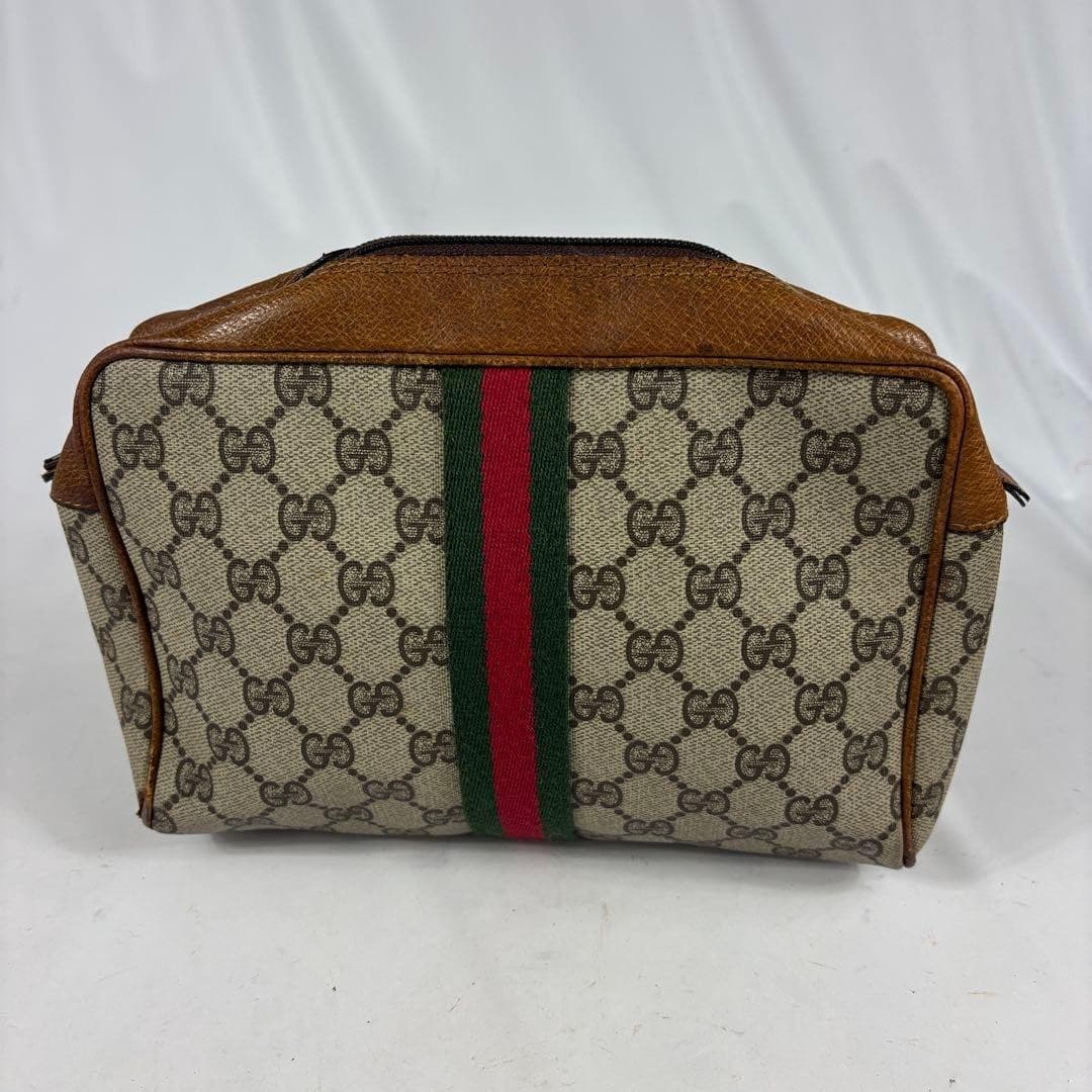 GUCCI Sherry Line GG Beige Clutch Bag Second Leather Vintage Logo from Japan PVC thumbnail 6