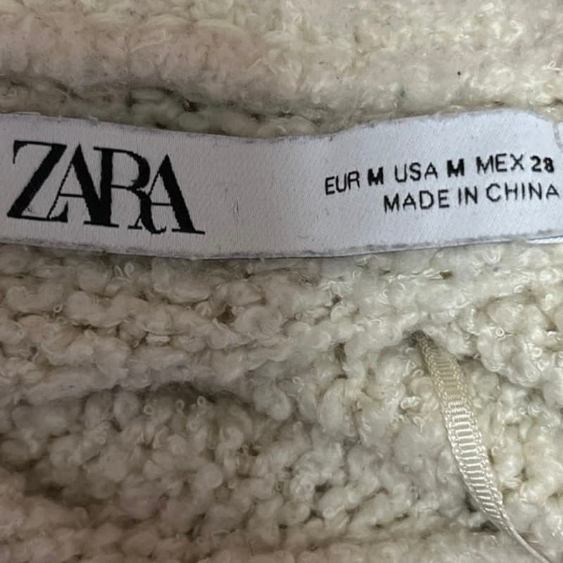 Zara Women's Ivory Pullover Mock Neck Tight Knit Long Sleeve Sweater Top Size M thumbnail 4
