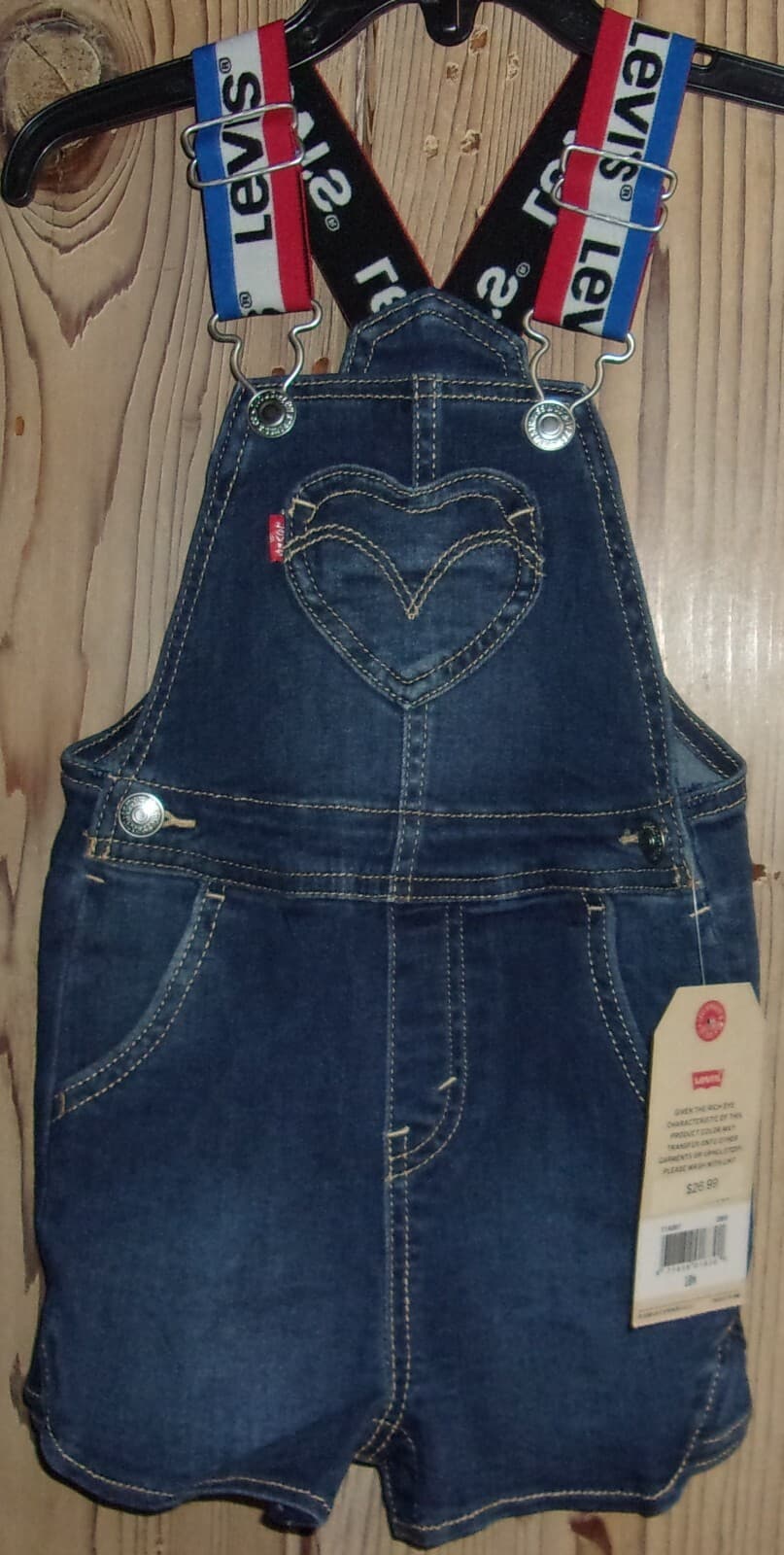 LEVI'S One-Piece Denim Bib SHORTALL Size: 18 Months NWT $27 thumbnail 2