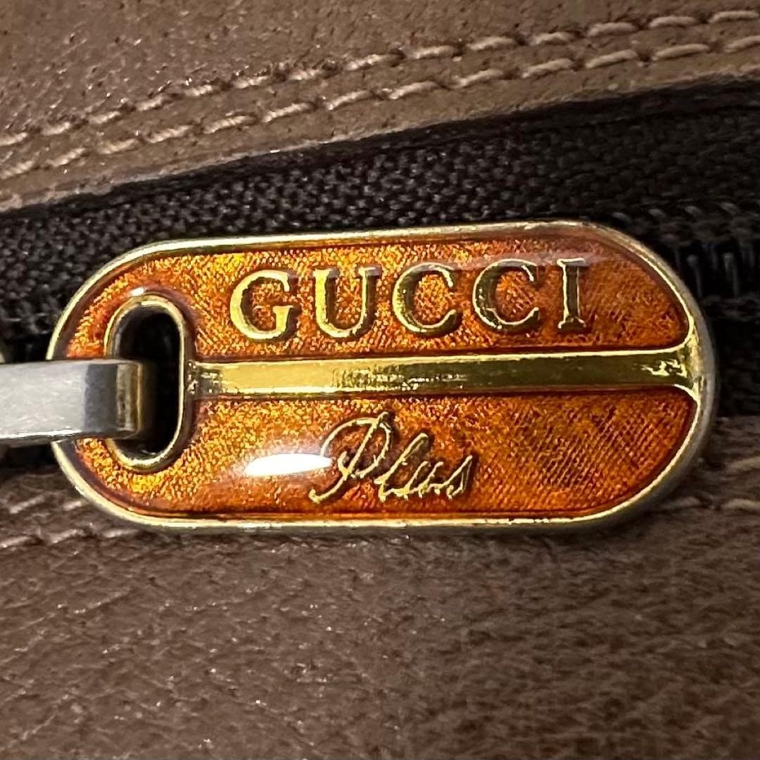 GUCCI Plus GG All-Over Logo Leather Shoulder Bag Brown Charm Italy thumbnail 15