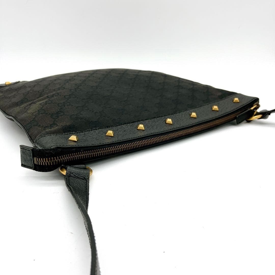 GUCCI 213317 GG Canvas Studded Shoulder Bag Black Made in Italy thumbnail 6