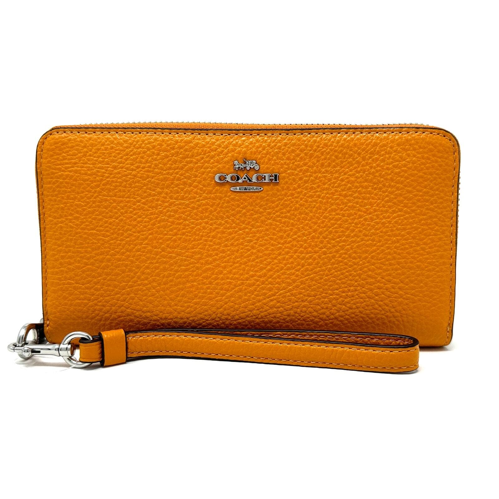 Coach Long Zip Around Wallet Papaya Orange Leather C4451 New With Tags