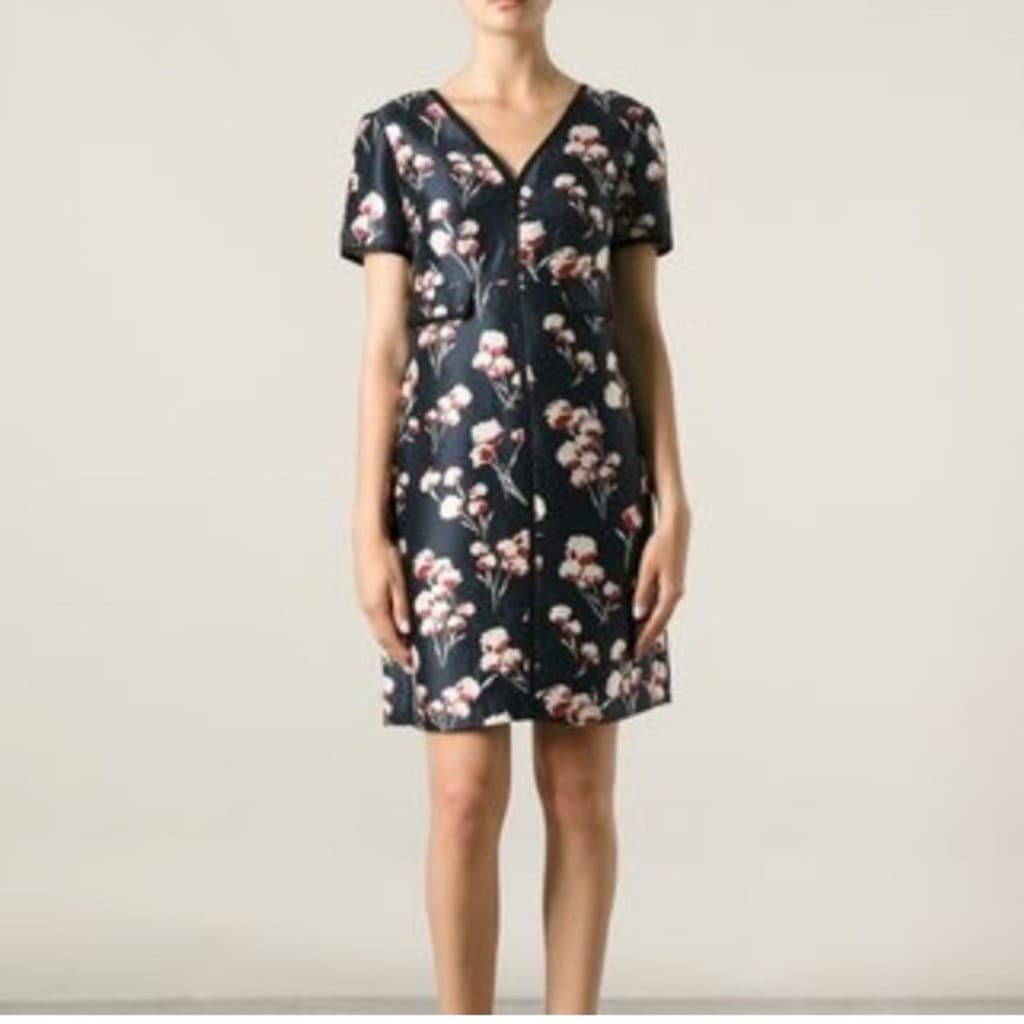 Tory Burch Kenzie Cherry Blossom Navy Floral Mini Dress