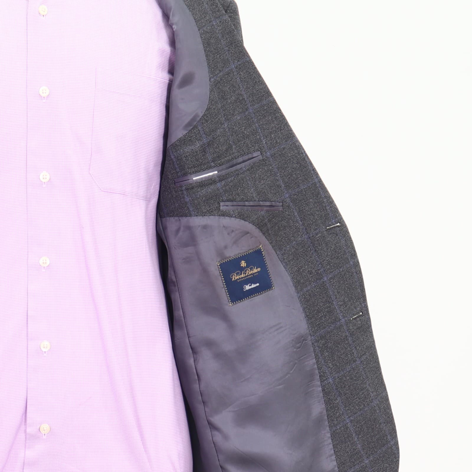 Brooks Brothers 44R Gray Sport Coat Blazer Jacket Check 2-Button Wool thumbnail 11