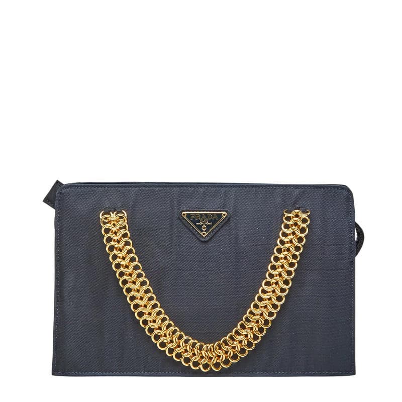 Prada Triangle Logo Plate Navy Tessuto Nylon Shoulder Bag Vintage Authentic