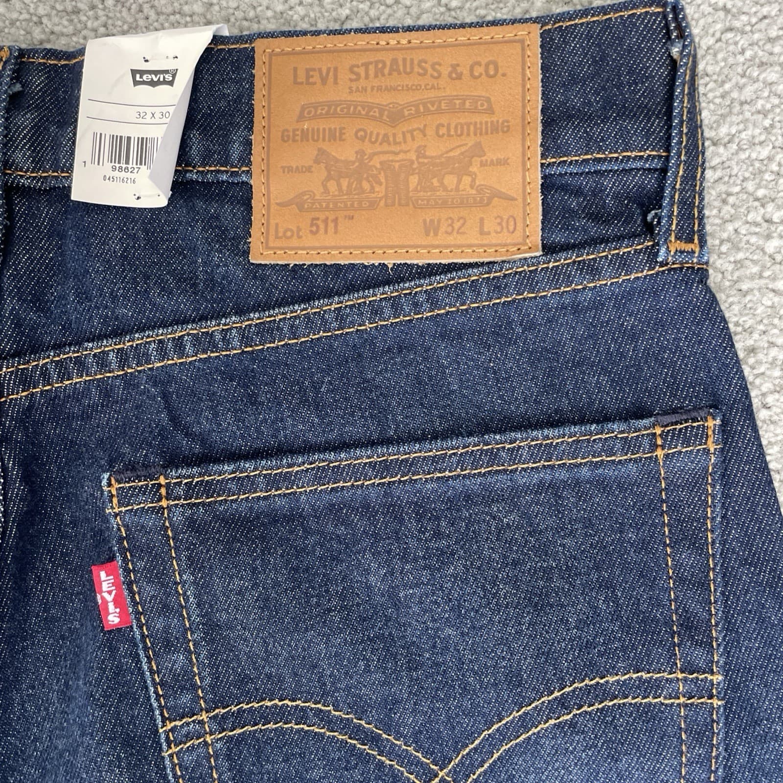 Levi's 511 Big E Slim Premium Selvedge Denim Blue Stretch Jeans Mens Size 32x30 thumbnail 7