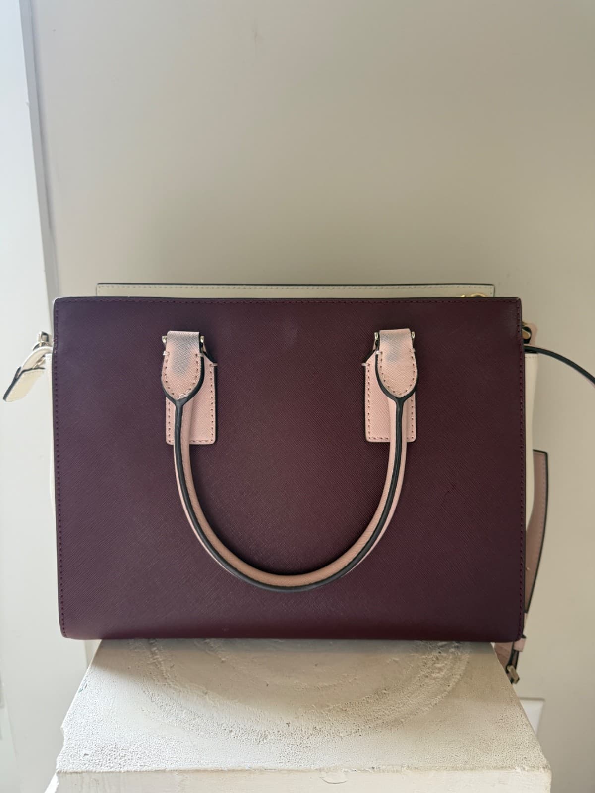 Kate Spade Retired Tri-Color Satchel Handbag Purple White thumbnail 3