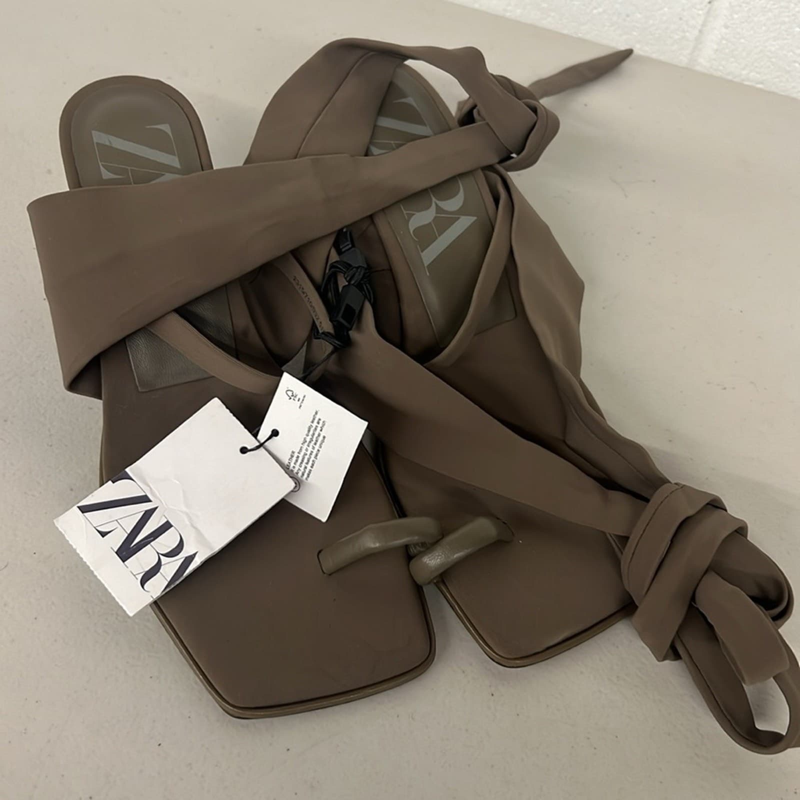 NWT Zara sz8 wrap sandals heel eu39 green HEELED SANDALS WITH TIED STRAP sexy thumbnail 3